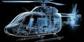 Wireframe representation of a modern helicopter illustrating technology and design concepts Royalty Free Stock Photo