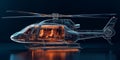 Wireframe representation of a modern helicopter illustrating technology and design concepts Royalty Free Stock Photo