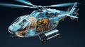 Wireframe representation of a modern helicopter illustrating technology and design concepts Royalty Free Stock Photo