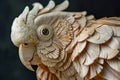 Detailed wood-carved cockatiel parrot height map for creative exploration AI Image