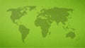 Detailed world map on green textured background. Vector earth atlas for ecological environment theme Royalty Free Stock Photo