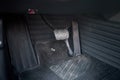 Detailing of modern electric car, Brake and accelerator pedal of electric car interior car electric selective focus shot Royalty Free Stock Photo