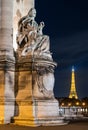 Details of Alexander III bridge in Paris at night Royalty Free Stock Photo