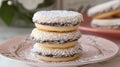 Details with the alfajores dish. AI generated Royalty Free Stock Photo