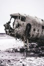 Details of an American DC-3 plane that crashed in SÃÂ³lheimasandur. Landmarks of Iceland.