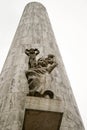 Details of the Amsterdam National Monument, at the bottom of the great obelisk there are allegorical figures `de Vrede` peace re