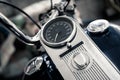 Analog speedometer on vintage big bike Royalty Free Stock Photo