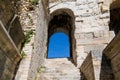 Details ancient amphitheatre arena arch windows in Nimes