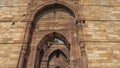 Details of ancient Indian architecture. The ancient temple complex of Qutub Minar. rnaments. Delhi. Royalty Free Stock Photo