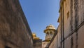 Details of ancient Indian architecture. Weathered sandstone walls Royalty Free Stock Photo