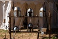 Details of an Ancient Knight Helmet, made with Steel, Santa Maria da Feira. Royalty Free Stock Photo