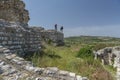 details of ancient settlement milet amphitheater