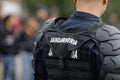 Details with anti terrorist brigade of the Romanian jandarmi riot police Royalty Free Stock Photo