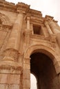 Details of the arch of Hadrian, entrance gate to Gerasa, Jerash, Jordan Royalty Free Stock Photo