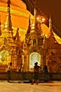 4 Men and A Cart at Shwedagon Pagoda in Yangon Royalty Free Stock Photo