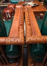 Details of armrest of mahogany sofa Royalty Free Stock Photo