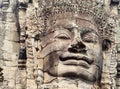 Picturesque details beautiful face Bayon temple, Angkor Thom, Cambodia Royalty Free Stock Photo