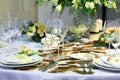 Details of beautiful table set for wedding dinner Royalty Free Stock Photo
