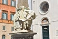 Details of Bernini`s Elephant and Obelisk monument at Minerva Square in Rome, Italy