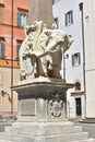 Details of Bernini`s Elephant and Obelisk monument at Minerva Square in Rome, Italy