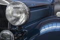 From oldtimer photo series: close-up of a blue oldtimer Royalty Free Stock Photo