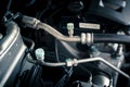 Details of car engine, air-conditioning hoses and fittings Royalty Free Stock Photo