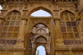 Details of carvings on the outer wall of Jami Masjid Mosque, UNESCO protected Champaner - Pavagadh Archaeological Park, Gujarat, Royalty Free Stock Photo