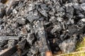 Details of charcoal burning on pit fire. Texture image Royalty Free Stock Photo