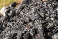 Details of charcoal burning on pit fire. Texture image Royalty Free Stock Photo