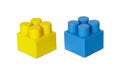details of a children& x27;s plastic constructor on a white background. colored cubes. building Royalty Free Stock Photo