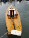 Details of a classic beautiful handcraft wooden sailing yacht Royalty Free Stock Photo