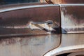 Vintage automobile details, rusted door Royalty Free Stock Photo