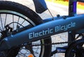 Details and a close-up of an electric bike. An electric bike for driving around the city.