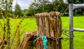 Details of the closure of a gate at a pasture Royalty Free Stock Photo