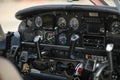 Details with the cockpit and electronic equipments of a light aircraft Royalty Free Stock Photo
