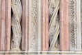 Details of the columns in marble on the facade of the Siena Baptistery