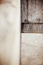 Details of concrete buildings, geometric walls, grey and white. Dirty wall