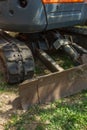 Details of crawler excavator such as the controls the cloches the bucket the hydraulic pumps the tracks