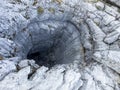 Details of deep pits, sharp rocks and dangerous areas where harsh winters took place Royalty Free Stock Photo