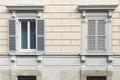 Details of European classic style window panels on an old building