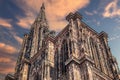 Details of the exterior of famous Notre Dame Cathedral de Strasbourg., Alsace, France Royalty Free Stock Photo