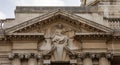 Details of the facade of the Central Criminal Court at the Old Bailey in London, United Kingdom.