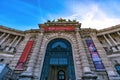 Details of the facade of the Hofburg Palace with Heldenplatz in Vienna