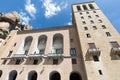 Details of the facade of the Monastery of Santa Maria de Montserrat on the mountain of Montserrat, Spain Royalty Free Stock Photo