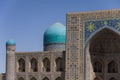 Details of facade mosaic of Madrasah Tilla-Kari on Registan square, Samarkand, Uzbekistan Royalty Free Stock Photo