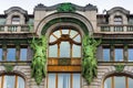 Details of the facade of the Zinger house on Nevsky Prospekt in St. Petersburg