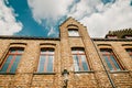 Details of facades old brick houses. Bruges, Belgium Royalty Free Stock Photo