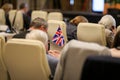 Details with the flag of the United Kingdom during a conference of European Union officials