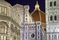 Details of the Florence Cathedral at night Royalty Free Stock Photo