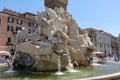 Details of the Fountain of the four Rivers in Rome